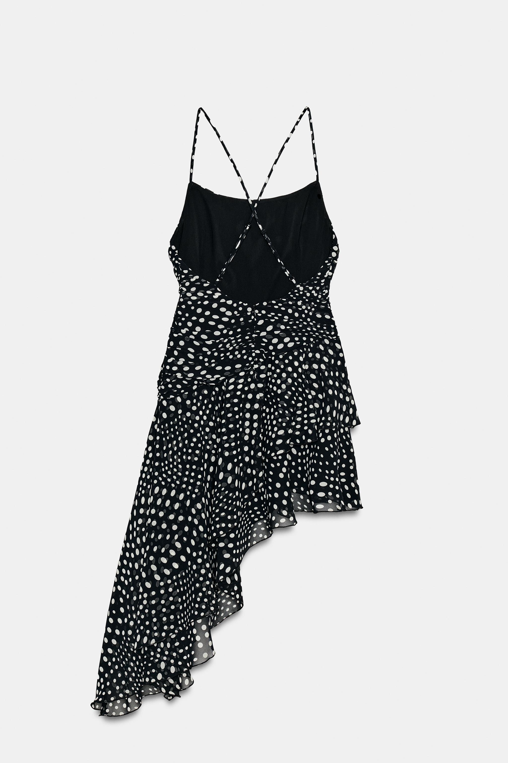 DRAPED POLKA DOT DRESS